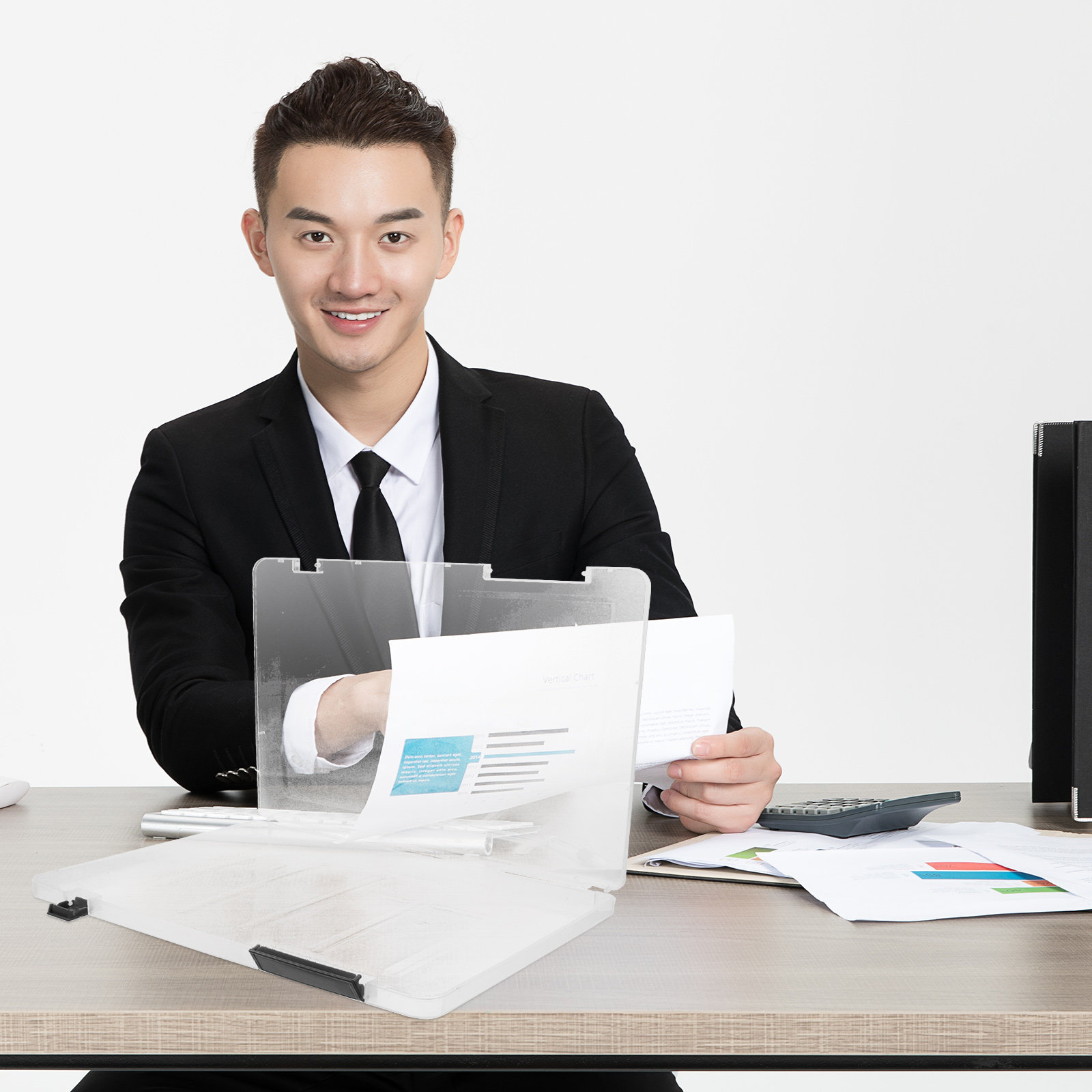 Home Office Travel Document - กล่องใส่เอกสารพลาสติกใสขนาด A4 สำหรับจัดเก็บเอกสารในสำนักงาน บ้าน และการเดินทาง ใช้จัดเก็บกระดาษ