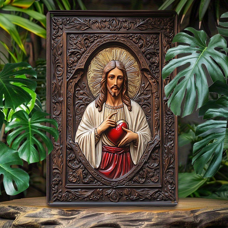 Home Office Icon - ตกแต่งโลหะ,อลูมิเนียม Wall Art,ป้ายโลหะดีบุกไอคอน Sacred Heart of