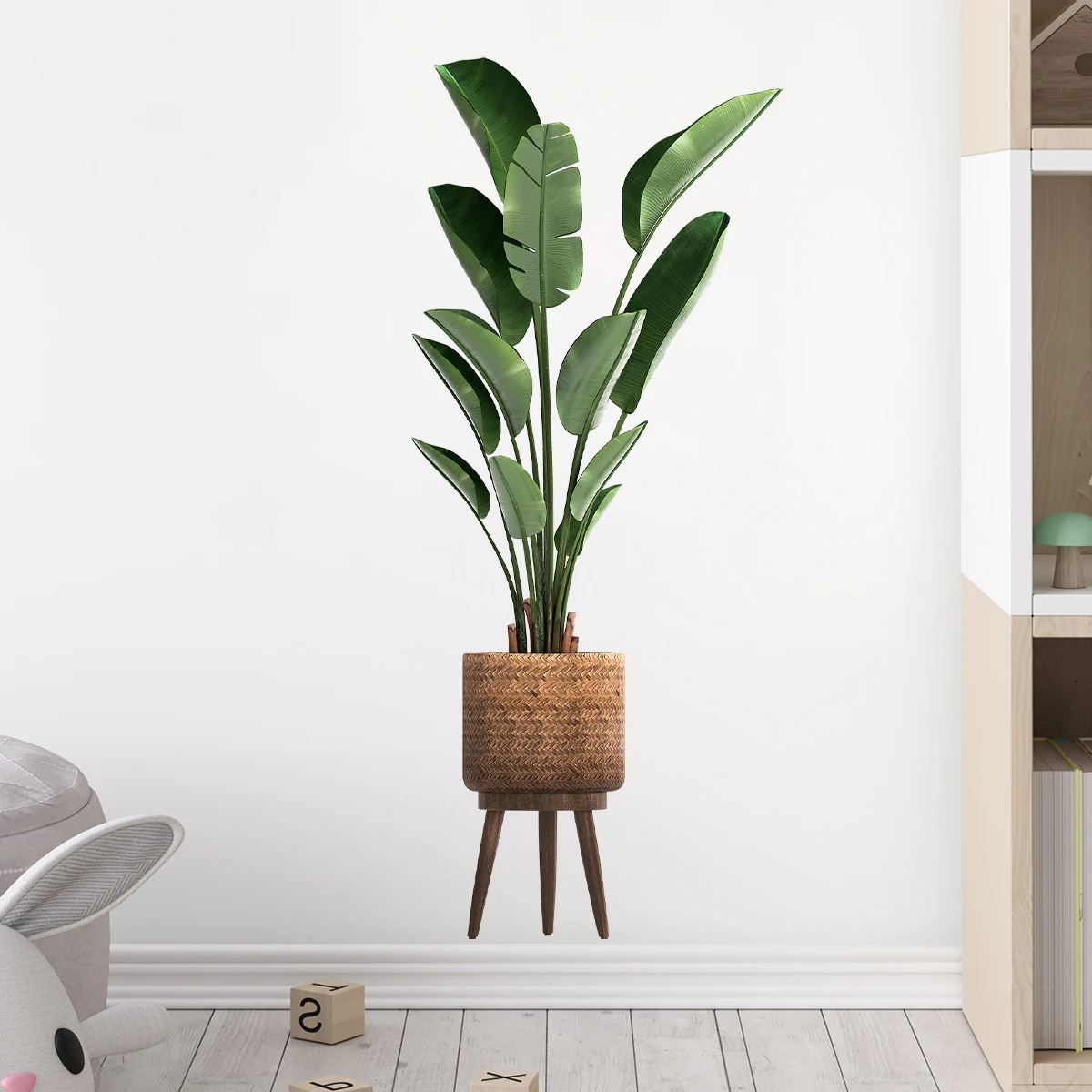 Home Office Word - จําลองพืชสีเขียวประดับ Potted สติ๊กเกอร์ติดผนังสําหรับห้องนั่งเล่นห้องนอนตกแต่ง Wall Decals