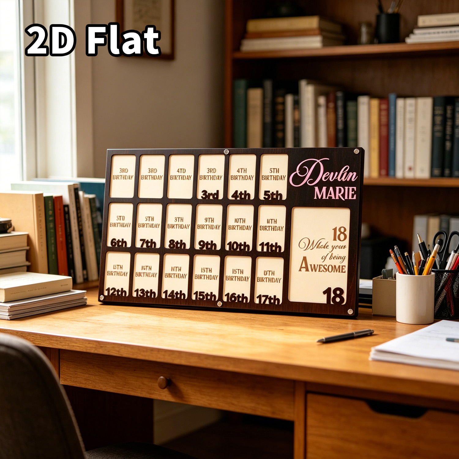 Home Office Photos - กรอบรูปไม้แบบกำหนดเอง 1 ชิ้น ป้ายไม้ตกแต่งผนังบ้าน ห้องทำงาน โรงเรียน