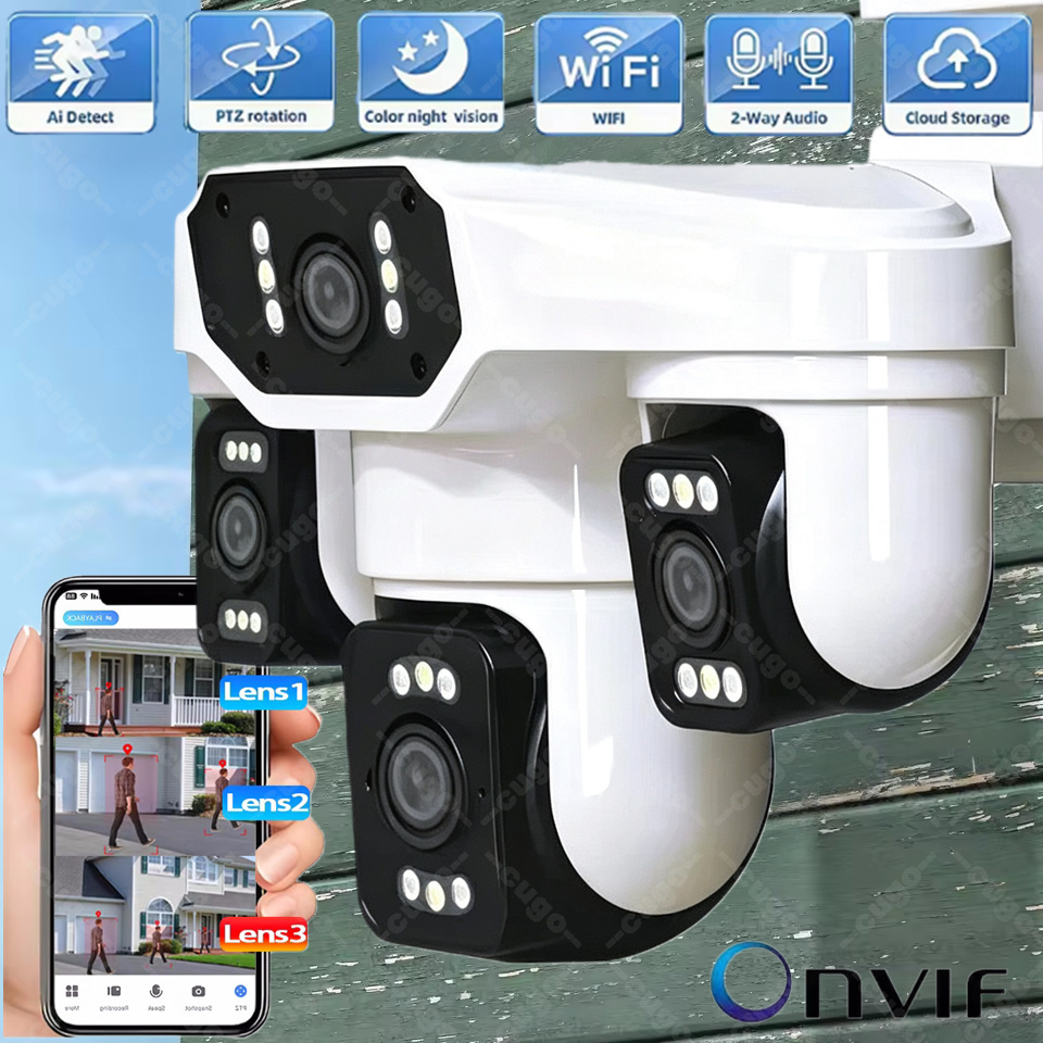 Home Office Xp - กล้องวงจรปิดภายนอกบ้าน 8K 15MP WiFi 4 เลนส์