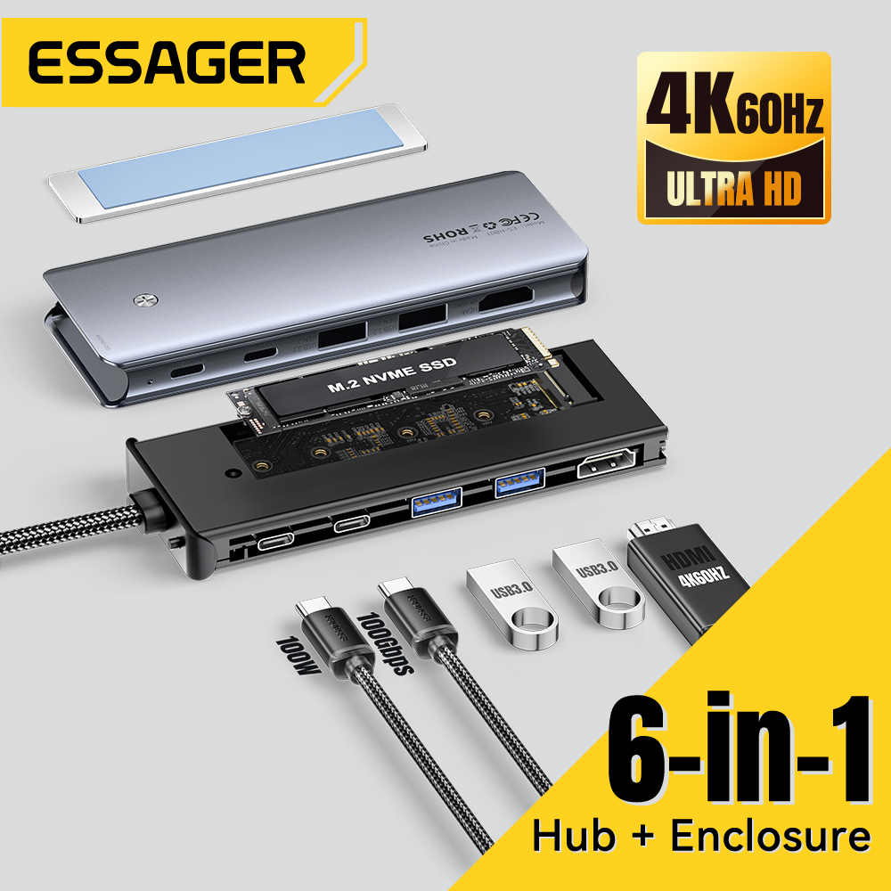 Home Office For Mac - Essager USB C Hub พร้อม M.2