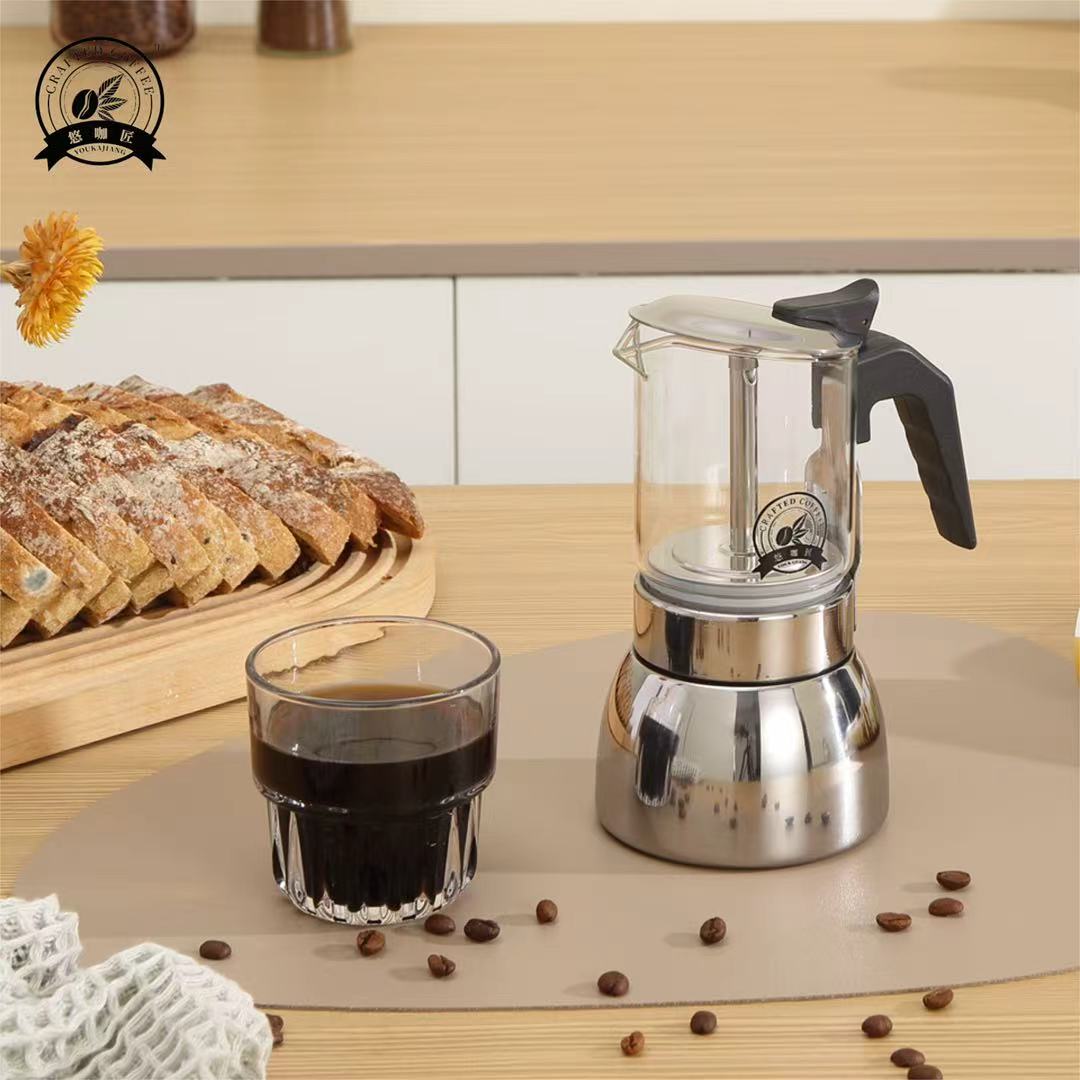Home Office Moka - หม้อโมก้าซีทรู 4/6: ตัวแก้ว Borosilicate สูง ฐาน