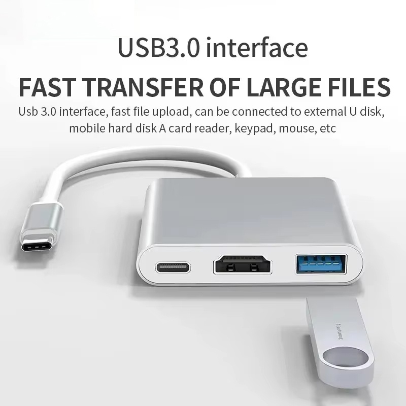 Home Office For Mac - 3 ใน 1 ประเภท C ถึงอะแดปเตอร์ที่รองรับ