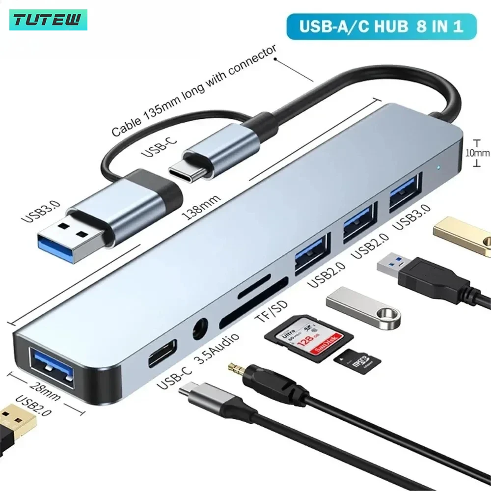 ฮับ USB-C 8 in 1 ตัวแยก USB ตั - Home Office For Mac บทวิจารณ์และราคา