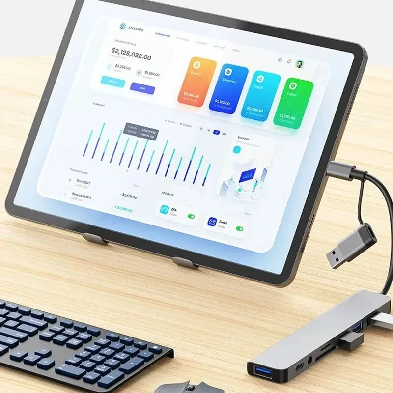 ฮับ USB-C 8 in 1 ตัวแยก USB ตั - Home Office For Mac บทวิจารณ์และราคา