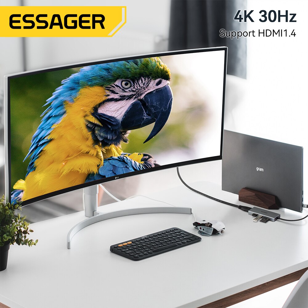 Essager 5 in 1 USB ฮับ C HDMI- - Home Office For Mac บทวิจารณ์และราคา