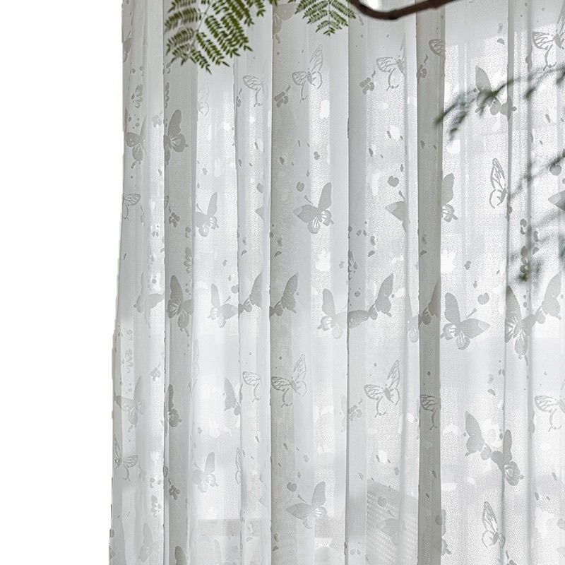 ผ้าม่านโปร่งแสงสีขาวลายผีเสื้อ - Home Office Buy บทวิจารณ์และราคา