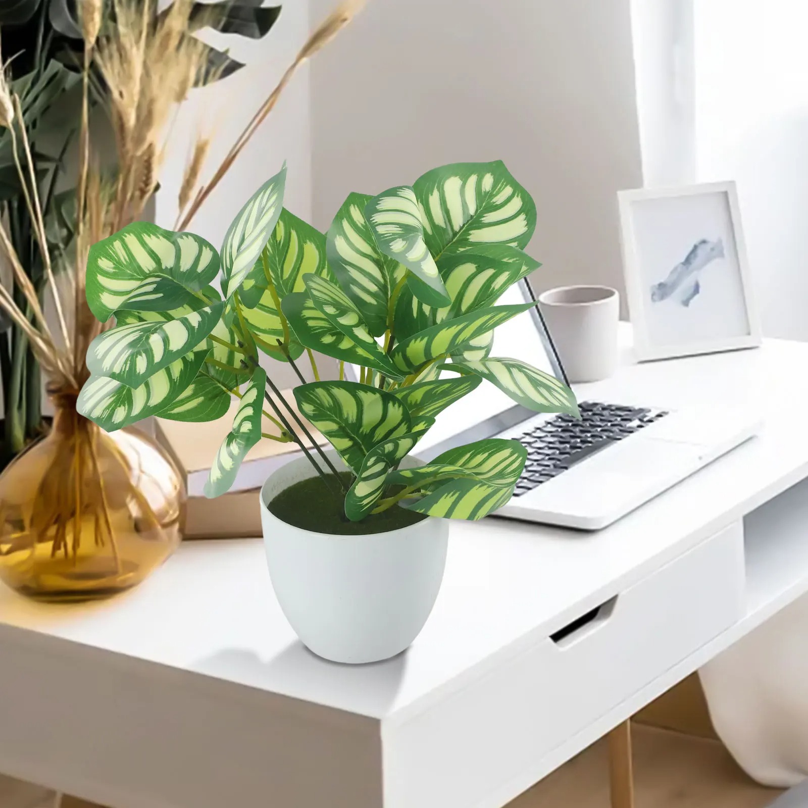 1PC ประดิษฐ์ใบพืชหม้อบอนไซปาร์ - Home Office Word บทวิจารณ์และราคา